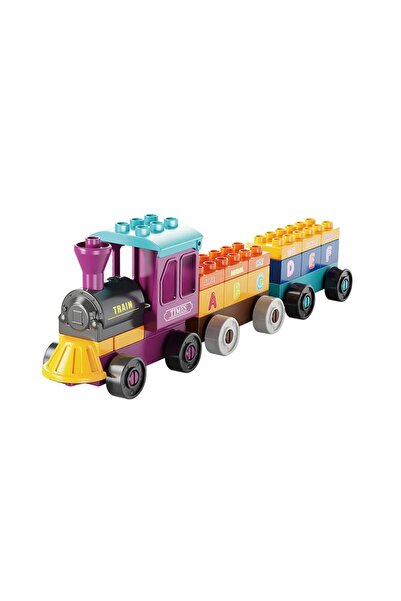 PlayFun Set 34 blocuri contructie, ABS, Trenulet, Multicolor