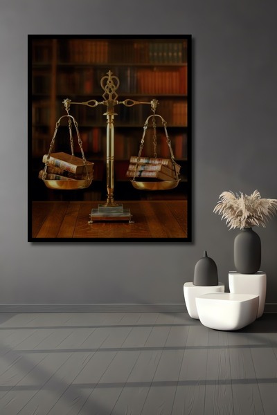 Caddemia Frame-Looking Decorative Wooden Square Justice Scale Chart Books Cha...