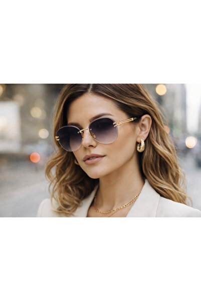 Révano Women's Rimless Oversized Sunglasses with Gradient Lenses & Gold Metal...