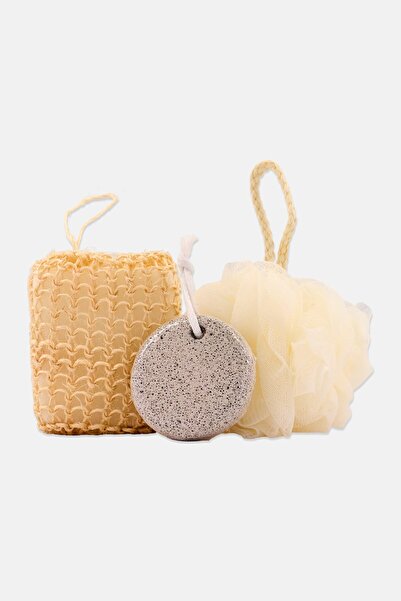 Muy Mucho Haoda Touching Tour 3 Pieces Bathing Sponge Set, Beige