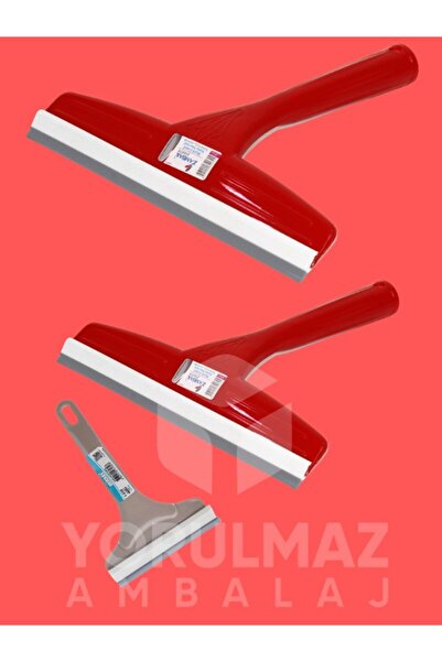 Zambak 3-Piece Glass Scraper Set for Cleaning Bathrooms, Shower Cabins, and G...