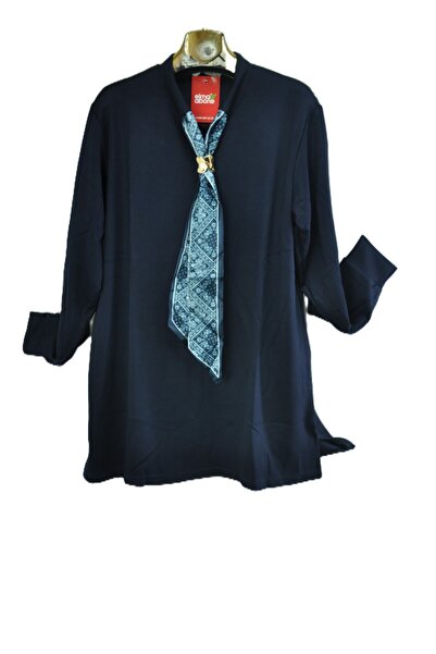 elma abone Plus Size Women's Oy Şo Combed Cotton Tunic Blouse with Tie