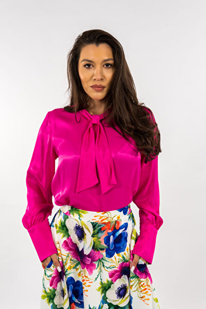 Gorgeaux Candy Pink Satin Blouse - L(40)