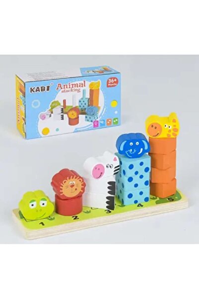 PlayFun Joc de Stivuit din Lemn cu Forme si Animale