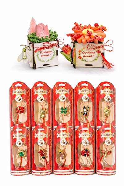 OEM Set of 2 floral martisors made of scented soy wax + 10 classic martisors,...