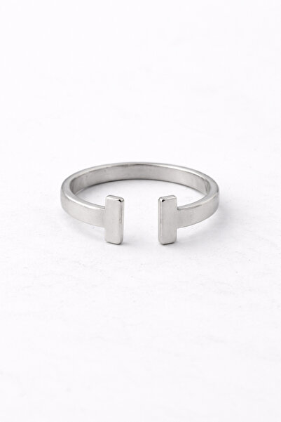Sortie Aksesuar Double Bar Figured Stainless Steel Adjustable Ring