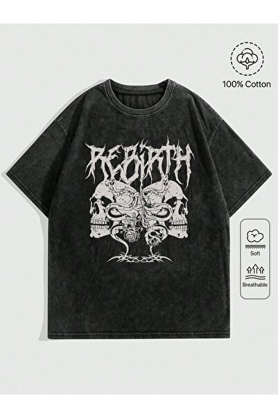 Vordevia Rebirth Printed Washable Oversize T-Shirt Unisex Vintage Comfortable...