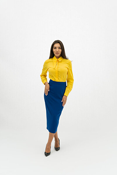 Gorgeaux Mirabela Blue Pencil Skirt - 3XL(46)
