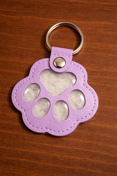 GECEDENİZ Pati Model Pet Hair Filled Leather Keychain Accessory Gift Souvenir...