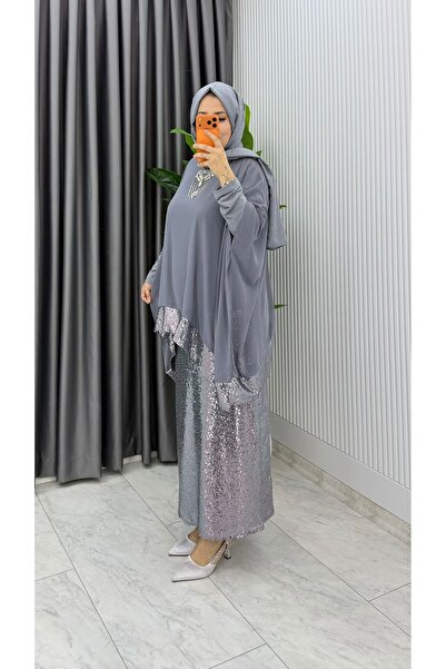 MB MODABERARDİ Pul Palet Etekli Şıkır Şıkır Özel Günler İçin Kadın Üçlü Takım