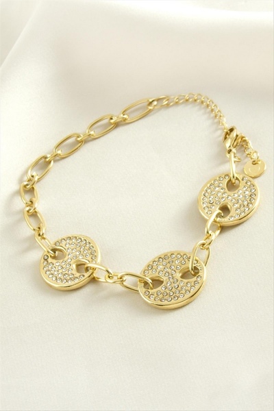 ZERO LAND سوار ستوروزال الفاخر من الفولاذ مع حجر الزركون (00841) - أصفر