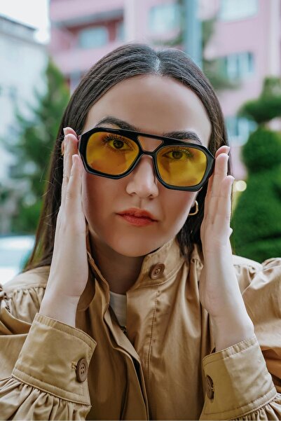 Stil Noktası Vhl Black Frame Yellow Glass Sunglasses