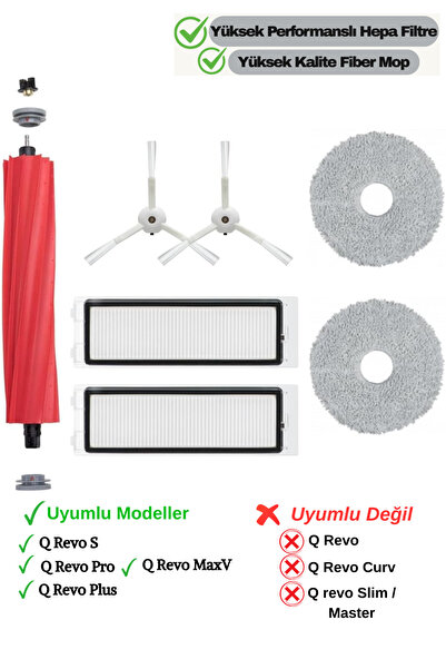 Ozemtek Roborock QRevo MaxV / QRevo Pro / QRevo S Uyumlu Fırça Hepa Filtre Mo...