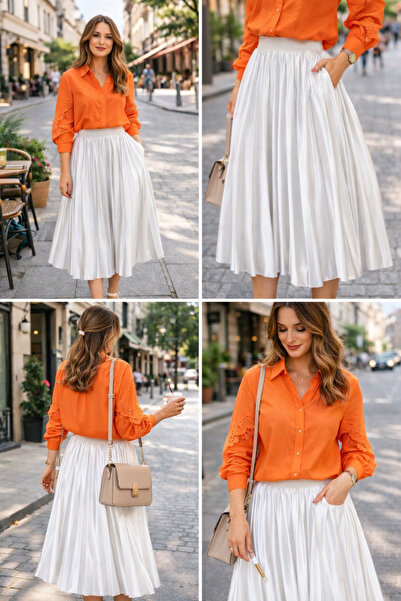 MODELİSA DERİ GÖRÜNÜMLÜ PİLİSE ETEK