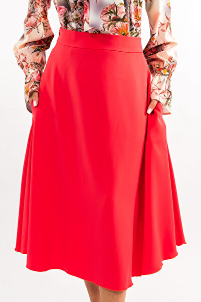 Gorgeaux Elegant Red Midi Skirt - M(38)