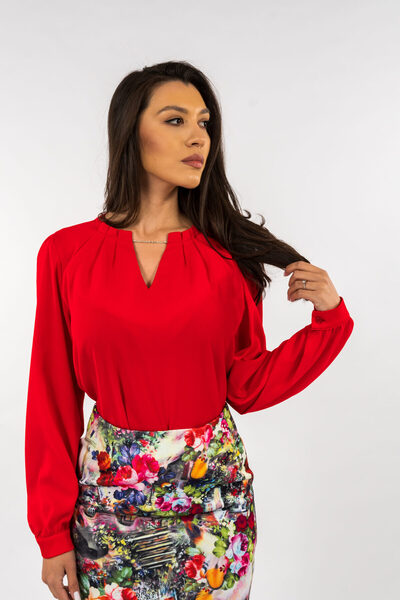 Gorgeaux Bright Red Blouse with Loredana Detail - 3XL(46)