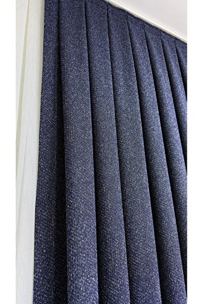 CEMRE PERDE Fon Bahama Linen Navy Blue Cream Multi-Colored 1/3 Tight Pleat (S...