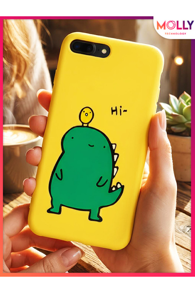 Molly Yellow Hi Dino Pattern Silicone Case for iPhone 7 and 8 Plus