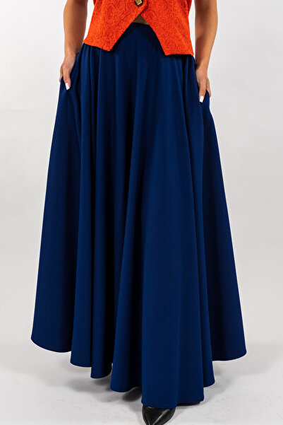 Gorgeaux Dark Blue Skirt with Pockets - L(40)