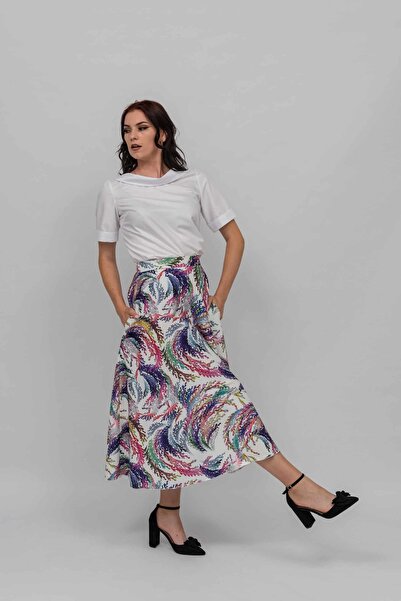 Gorgeaux Aura Fern Print Multicolor Skirt - L(40)