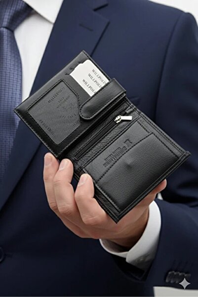 awix Genuine Leather Vertical Medium Size Brown Wallet Card Holder Coin Compa...