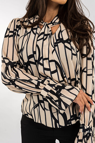 Gorgeaux Bluză crem cu detalii de nod - 5XL (50)