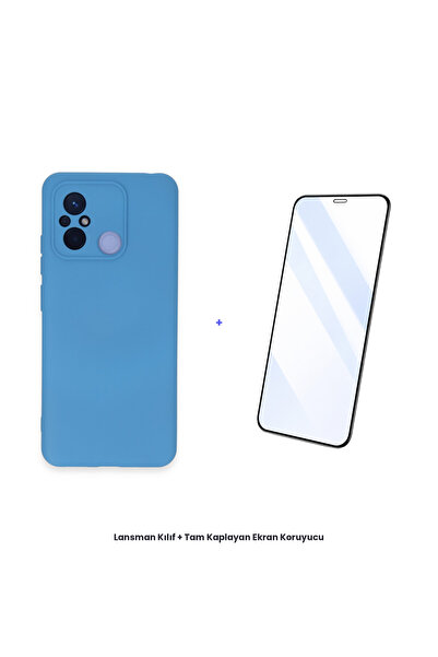 cepmoda حافظة Redmi 12C + مجموعة واقي شاشة مضاد للكهرباء الساكنة - أزرق