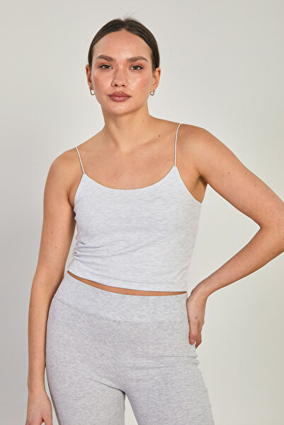 BARRELS AND OIL Women's Rope Strap Crop Athlete Top - Snow Melange