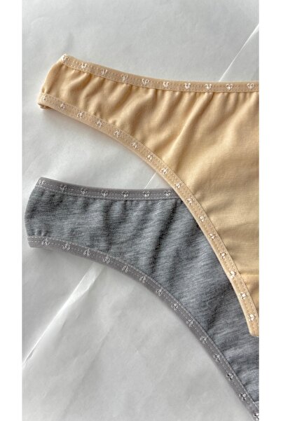 YOYYO Women's Heart Detailed Cotton Polyamide Blend Thong - Special Net Texture