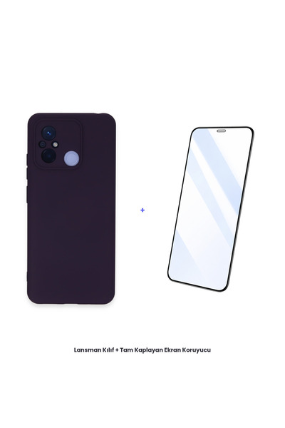 cepmoda حافظة Redmi 12C + مجموعة واقي شاشة مضاد للكهرباء الساكنة - أرجواني