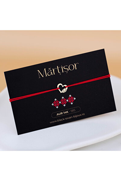 BLACK SWAN Bijoux Martisor bracelet with red string Heart with Hello Kitty in...