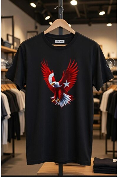 playwear تي شيرت تركيا آي ستار بتصميم العلم التركي النسر مطبوع 100% قطن بقصة ...