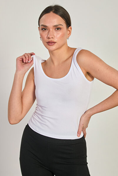 BARRELS AND OIL Women's deep v-neck crop tank top - white