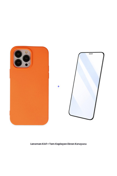 cepmoda حافظة آيفون 15 برو + مجموعة واقي شاشة مضاد للكهرباء الساكنة - برتقالي