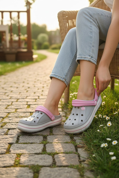 Moda fiesta Gray Cross Slippers – Orthopedic, Non-Slip Sole, Daily Home & Gar...