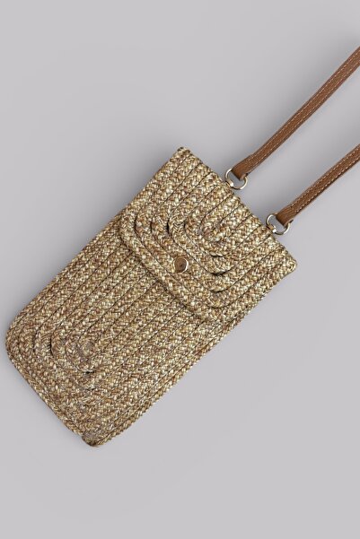 MaVaux Vexa Genuine Leather Soft Straw Rope Phone Holder, Minimal Crossbody B...