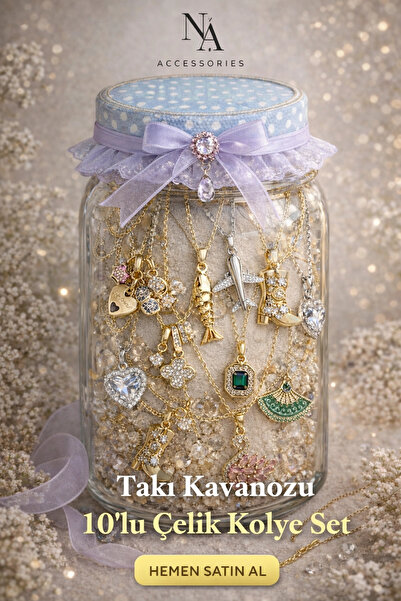 naaksesuar Na Accessories Takı Kavanozu 10’lu Çelik Kolye Set