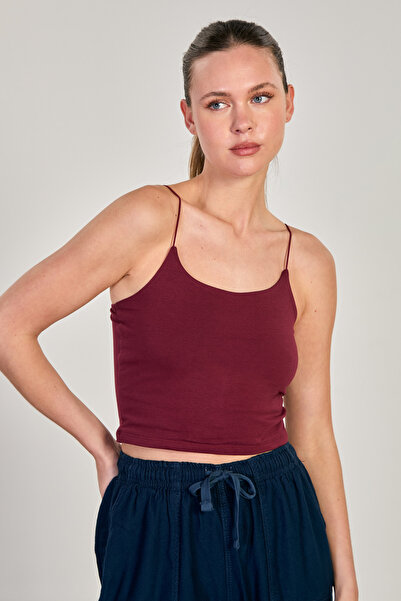 BARRELS AND OIL Women's Rope Strap Crop Tank Top - Cherry