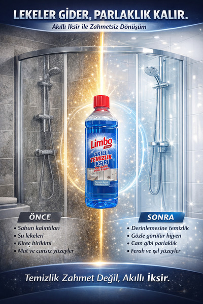 LİMBO Çok Amaçlı Akıllı Temizlik İksir 3*1000ml – Duşakabin Temizliği, Derz Temizliği, Fayans ve Kireç Lekesi