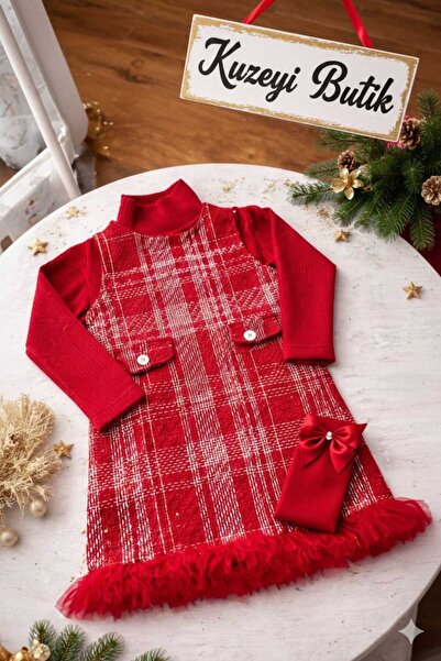 Kuzeyi Butik Prenses Model Girls' Festive Terry Body-Dress-Socks and Shoes In...