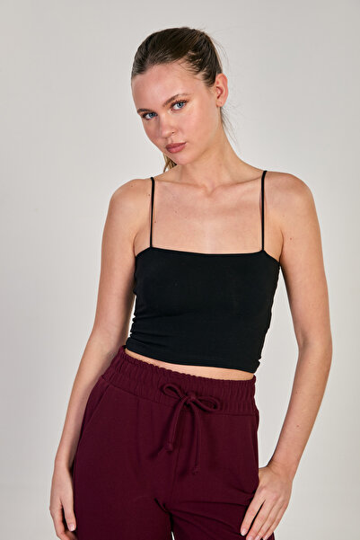 BARRELS AND OIL Women's padded crop tank top - black