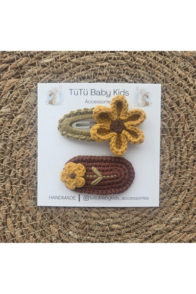 tütü baby Set of 2 Knitted Buckles, 5 Cm, Baby & Child & Adult Buckle Set, Ho...