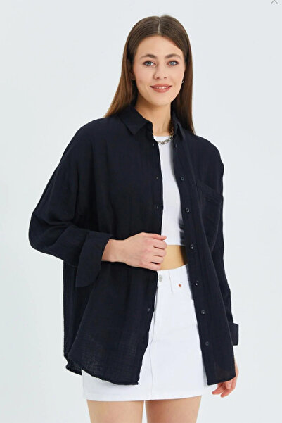 PIOVE Cep Detaylı Salaş Gömlek – Soft Pink