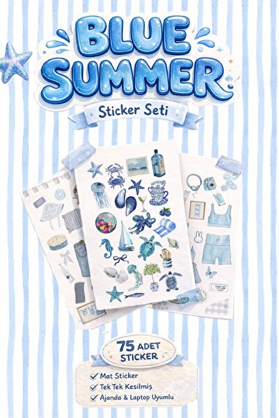 LABELOVE Blue Summer 75’li Yaz Konsept Sticker Set – Planner, Bullet Journal ...
