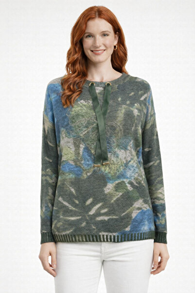 Neden Tekstil Abstract Patterned Crew Neck Drawstring Comfortable Fit Knitwea...