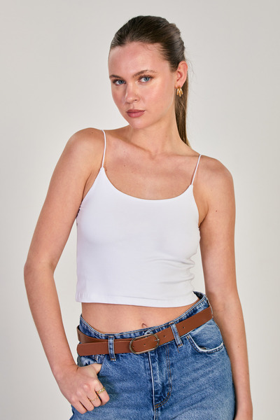 BARRELS AND OIL Women's Rope Strap Crop Tank Top - White