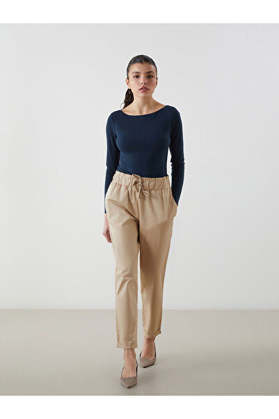 LC Waikiki Özmarka New Season Elastic Waist Straight Gabardine Women's Trousers