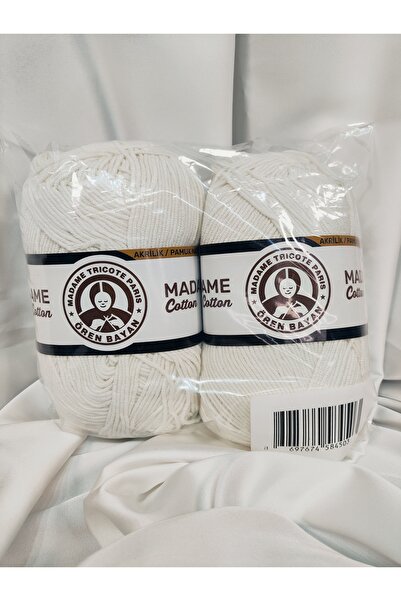 Ören Bayan MADAME COTTON Beyaz El Örgü İpi (2 Adet)- (Amigurumi İpi) - Renk: 000