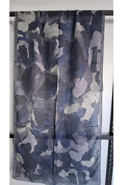 AMİNENESİL Velina Soft Cotton Shawl Navy Blue Gray Color