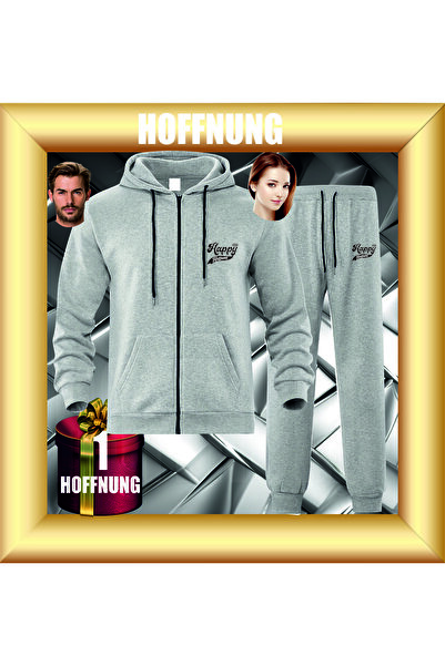 HOFFNUNG Unisex Casual Tracksuit Set Happy Outdoor Full Zip